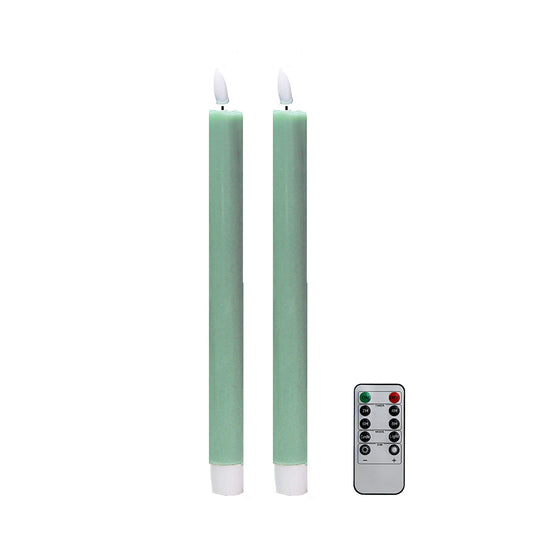 Salbeifarbene LED-Kerzen – 2er-Set