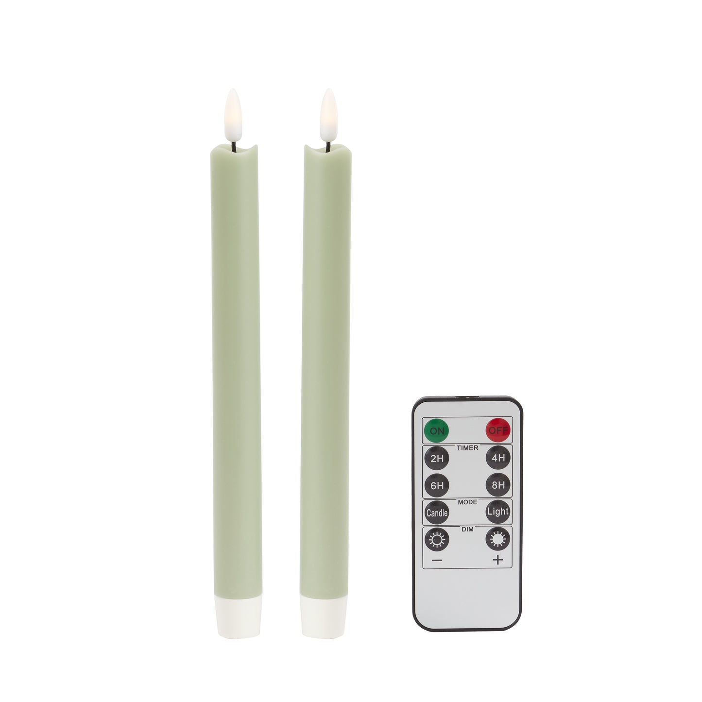Salbeifarbene LED-Kerzen – 2er-Set