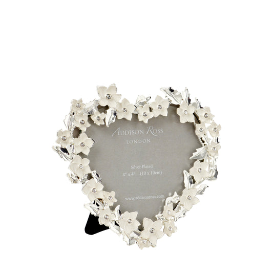 Silver & White Heart Flower Frame