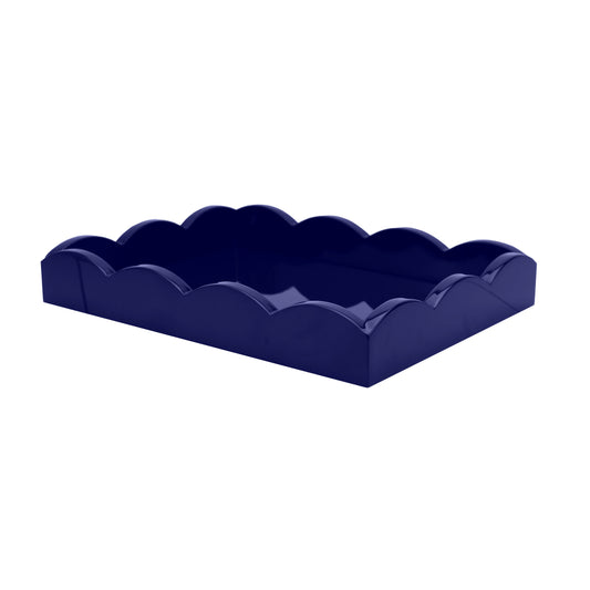 Navy Blue Small Lacquered Scalloped Tray