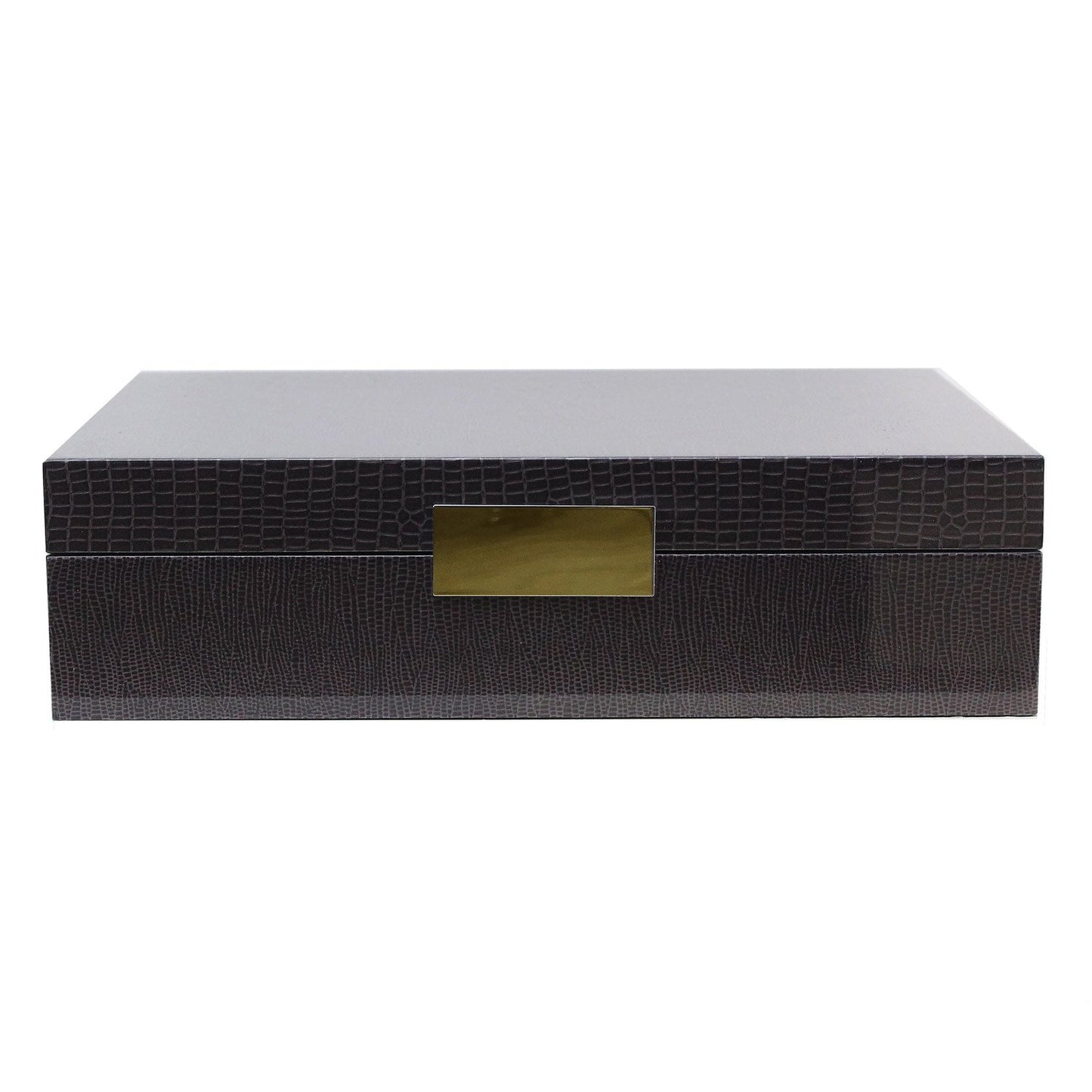 Large Brown Croc Jewellery Box with Gold