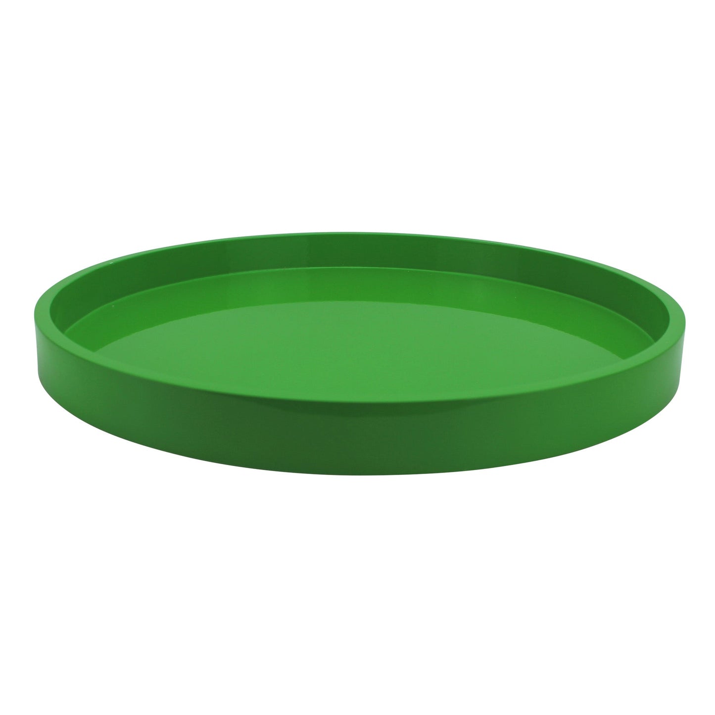 Leaf Green Straight Sided Round Medium Lacquered Tray