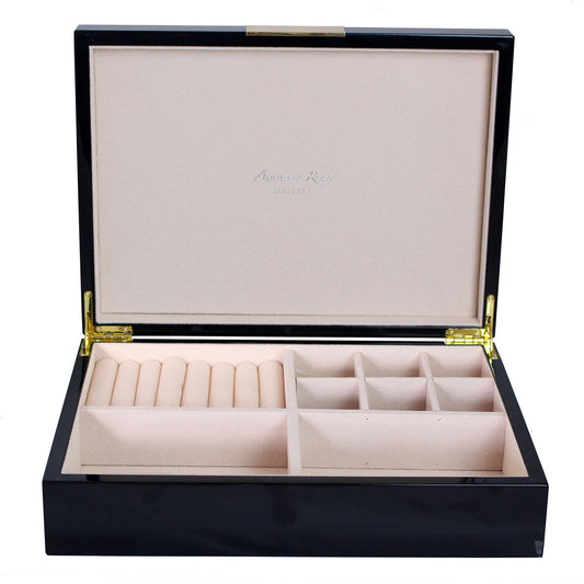 Large Black Jewellery Box with Gold