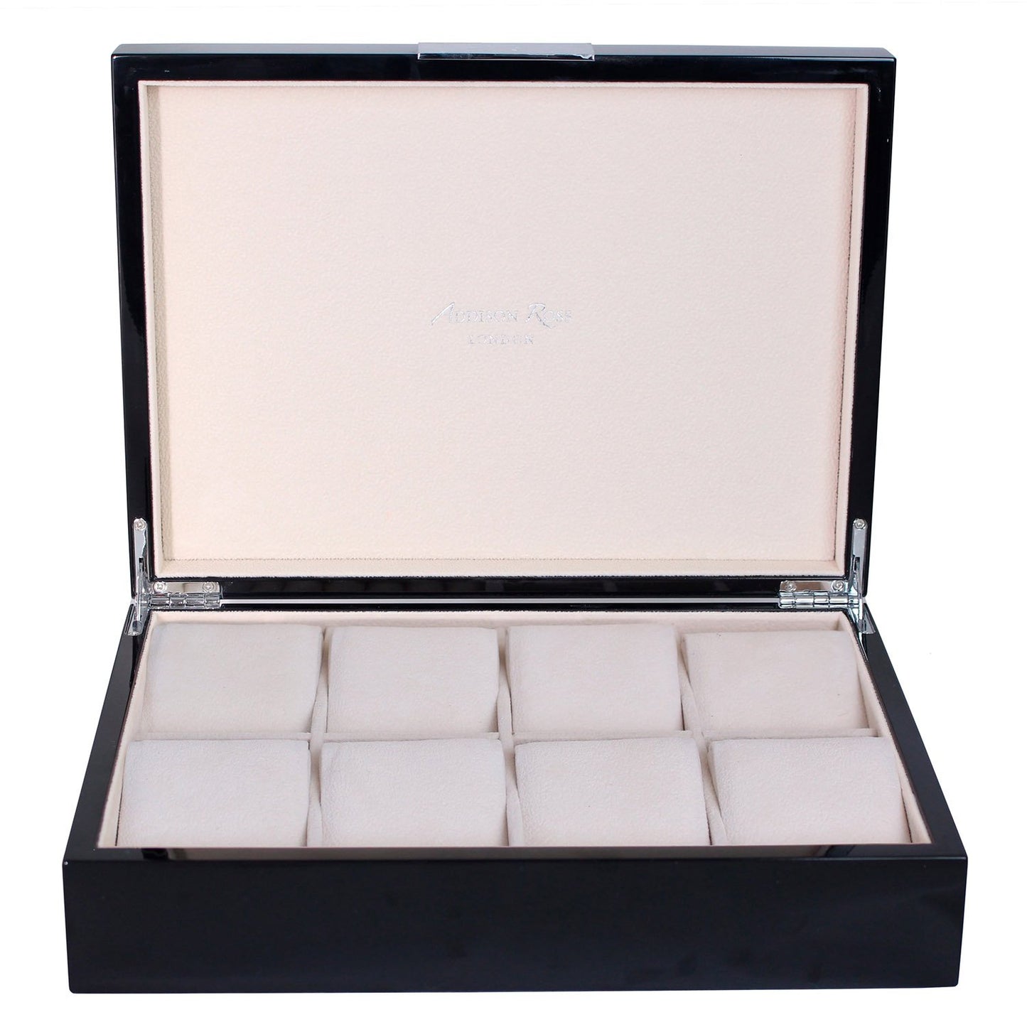 Large Black Watch Box with Silver