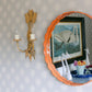Grand miroir rond festonné orange