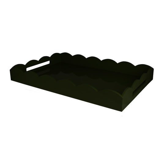 Black Large Lacquered Scallop Ottoman Tray