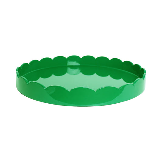 Leaf Green Round Large Lacquered Scallop Tray