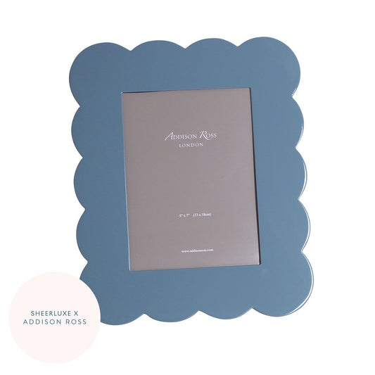 Cadre photo festonné laqué bleu chambray - Edition limitée