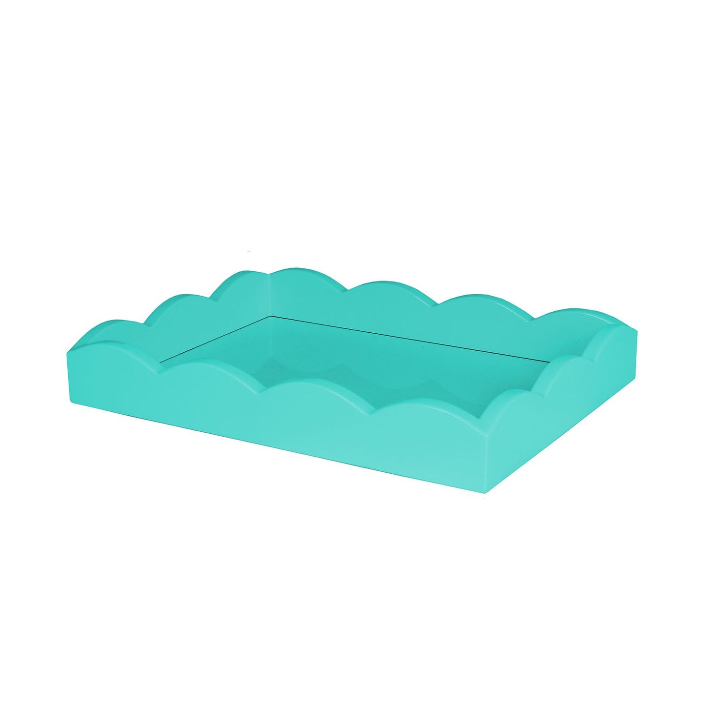 Turquoise Small Lacquered Scalloped Tray