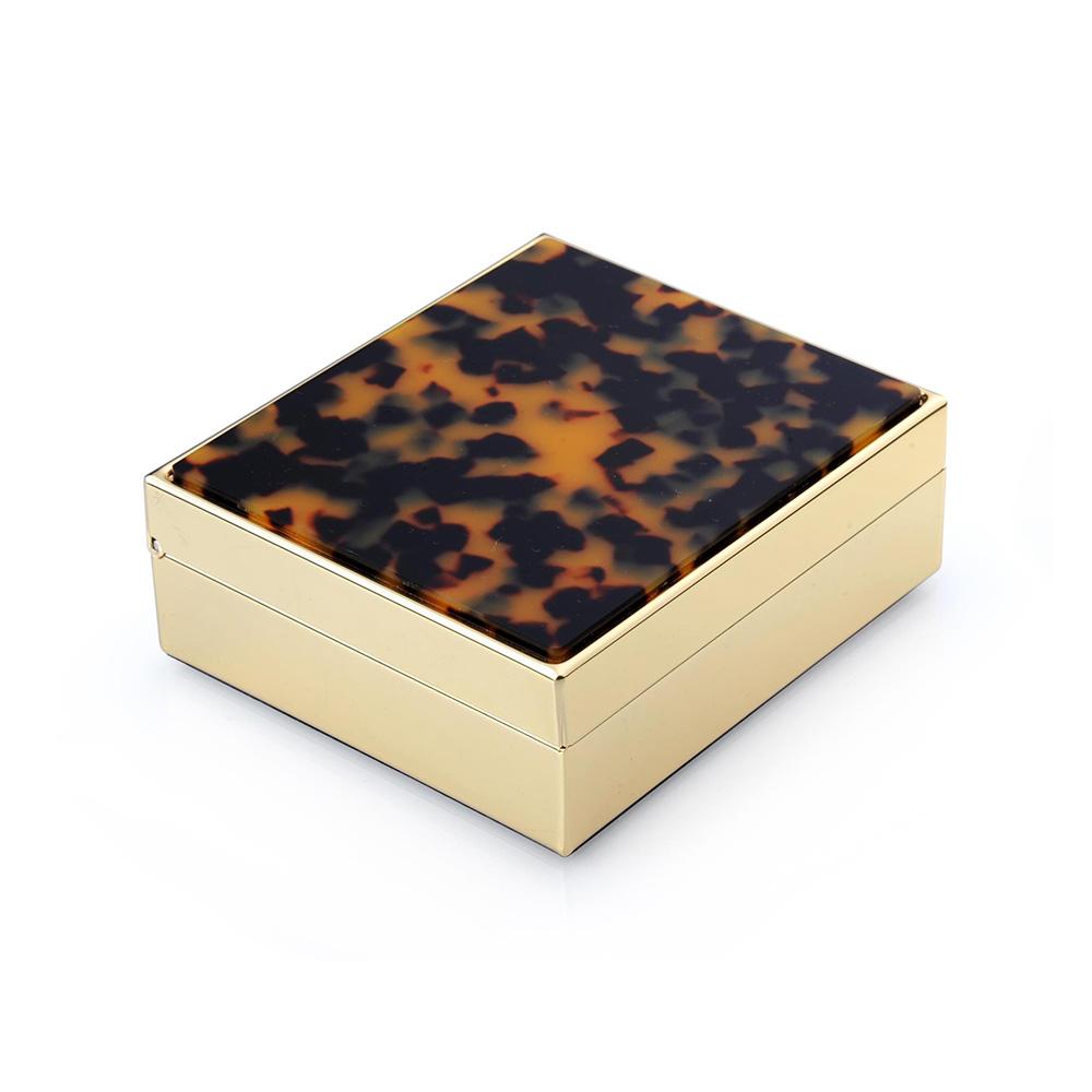 4" Faux Tortoiseshell & Gold Box - Boxes & Pots - Addison Ross