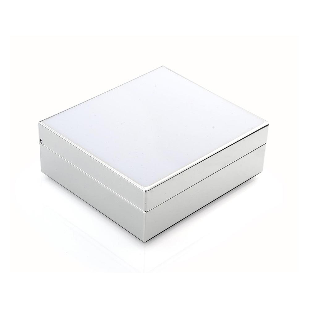 4" White Enamel & Silver Box - Boxes & Pots - Addison Ross