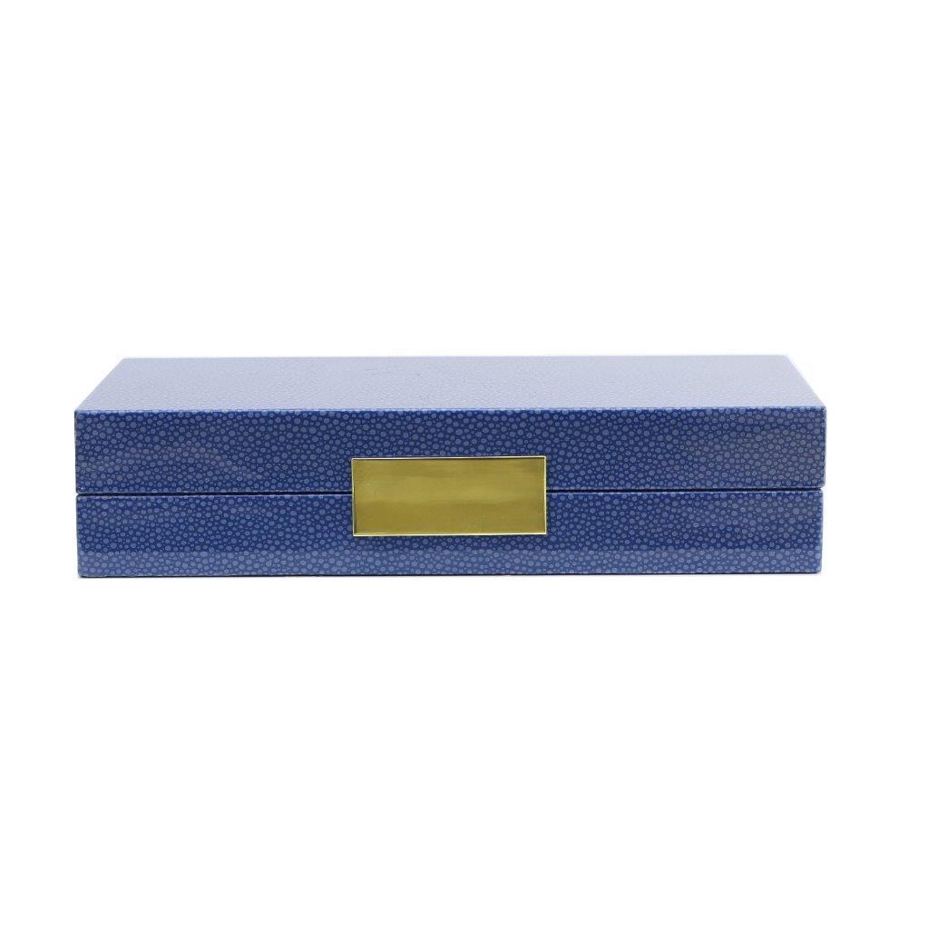 Boîte en galuchat bleu avec or