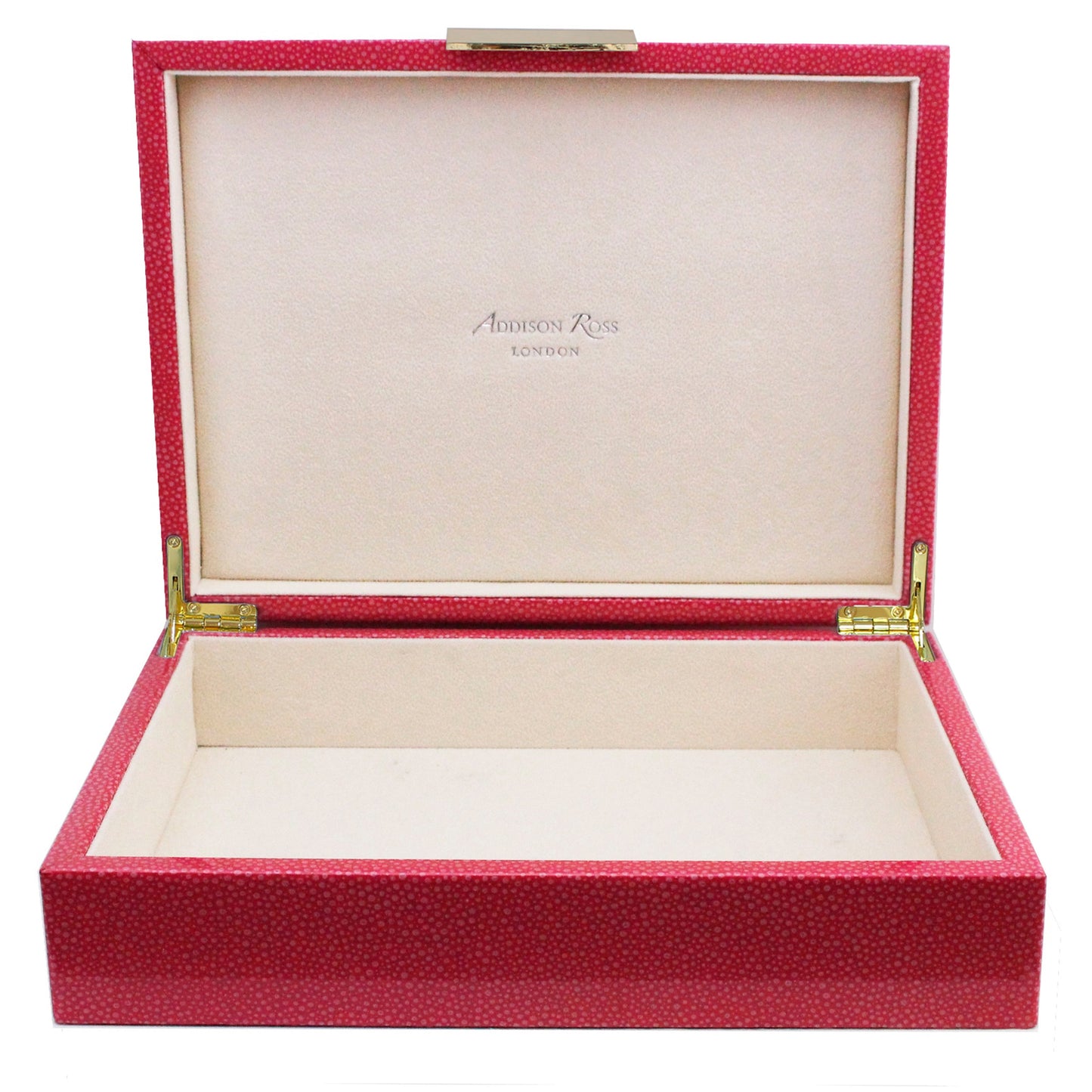Grande boîte en laque de galuchat rose avec or