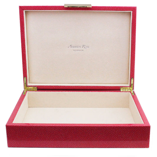 Large Pink Shagreen Lacquer Box with Gold