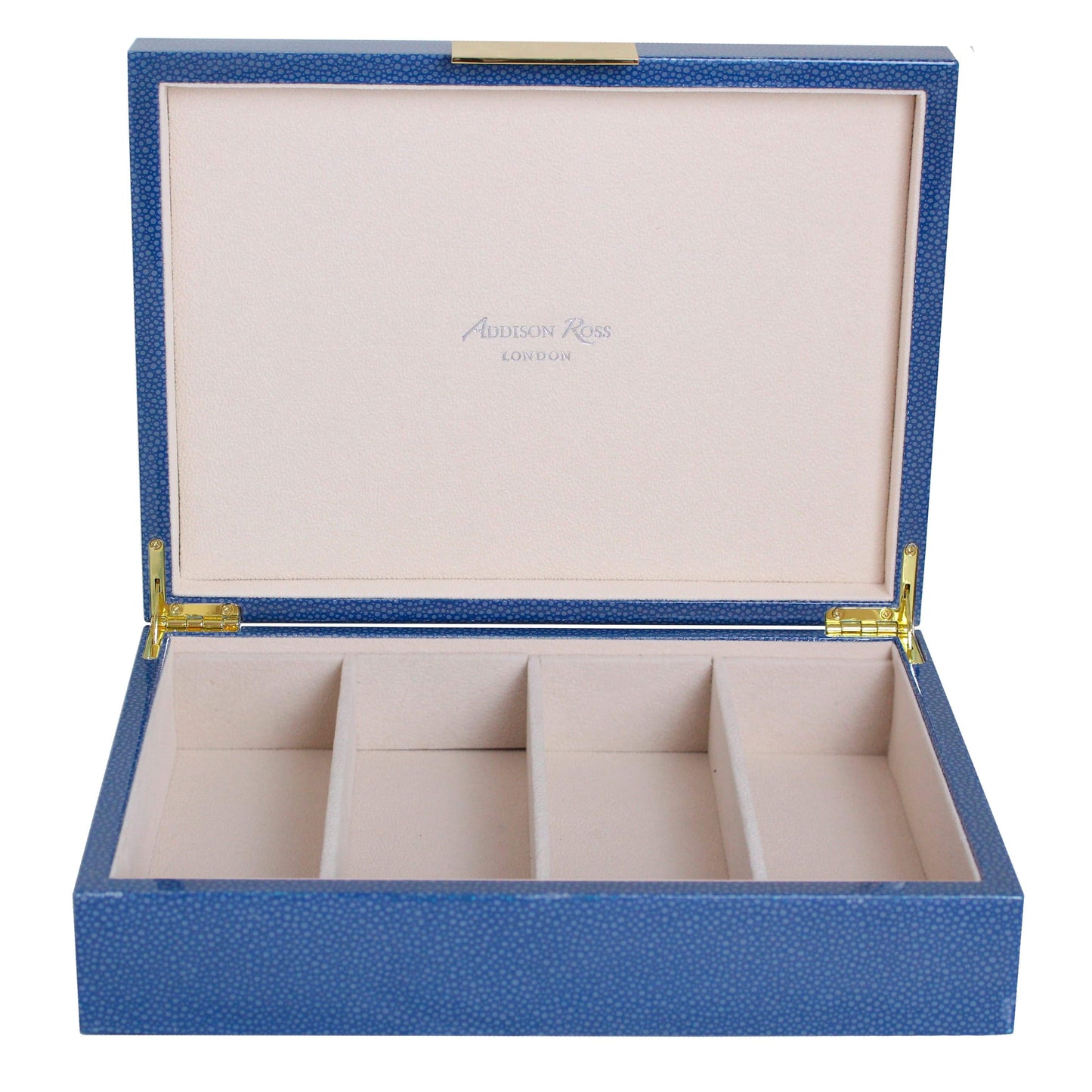 Grande scatola per occhiali in shagreen blu e oro