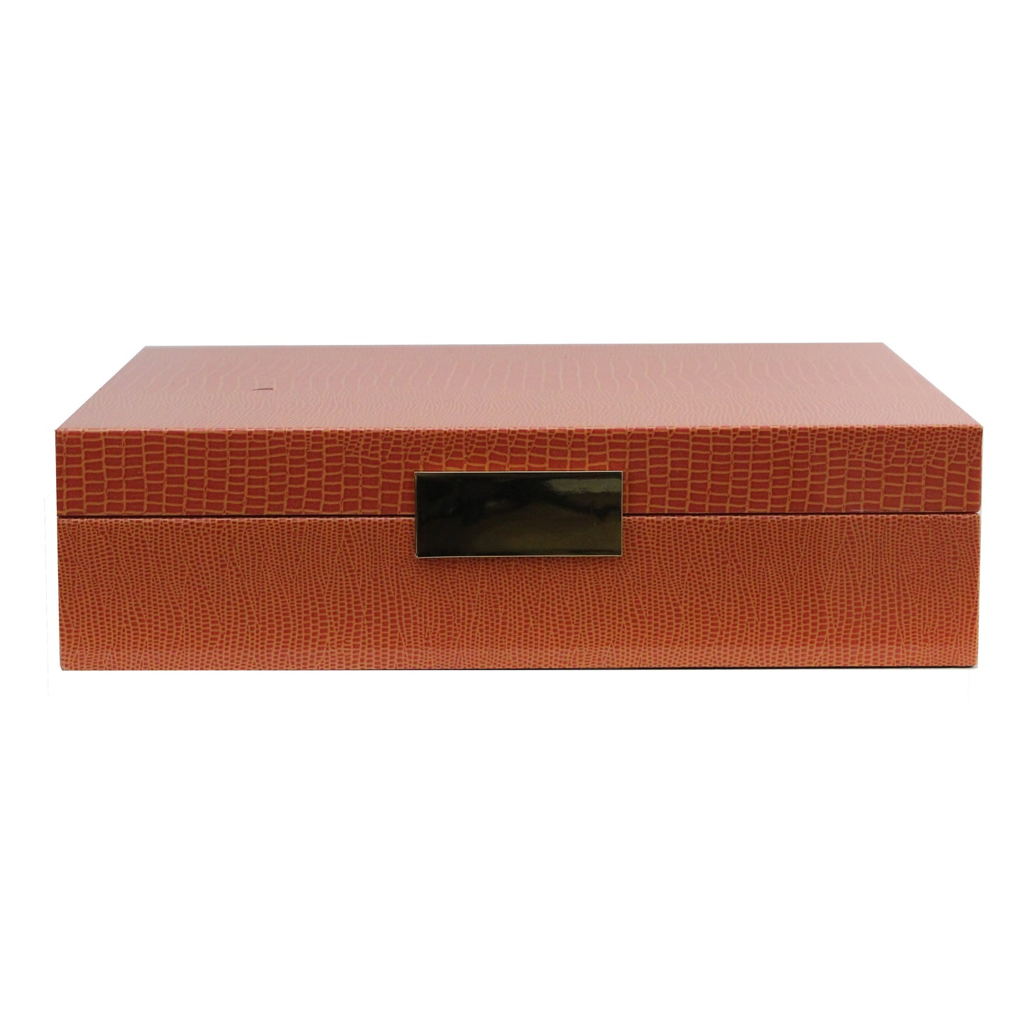 Large Orange Croc Lacquer Box with Gold