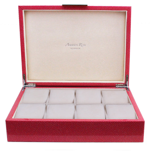 Grande scatola per orologi in shagreen rosa con argento