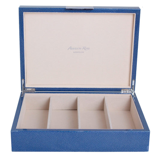 Large Blue Shagreen & Silver Glasses Box