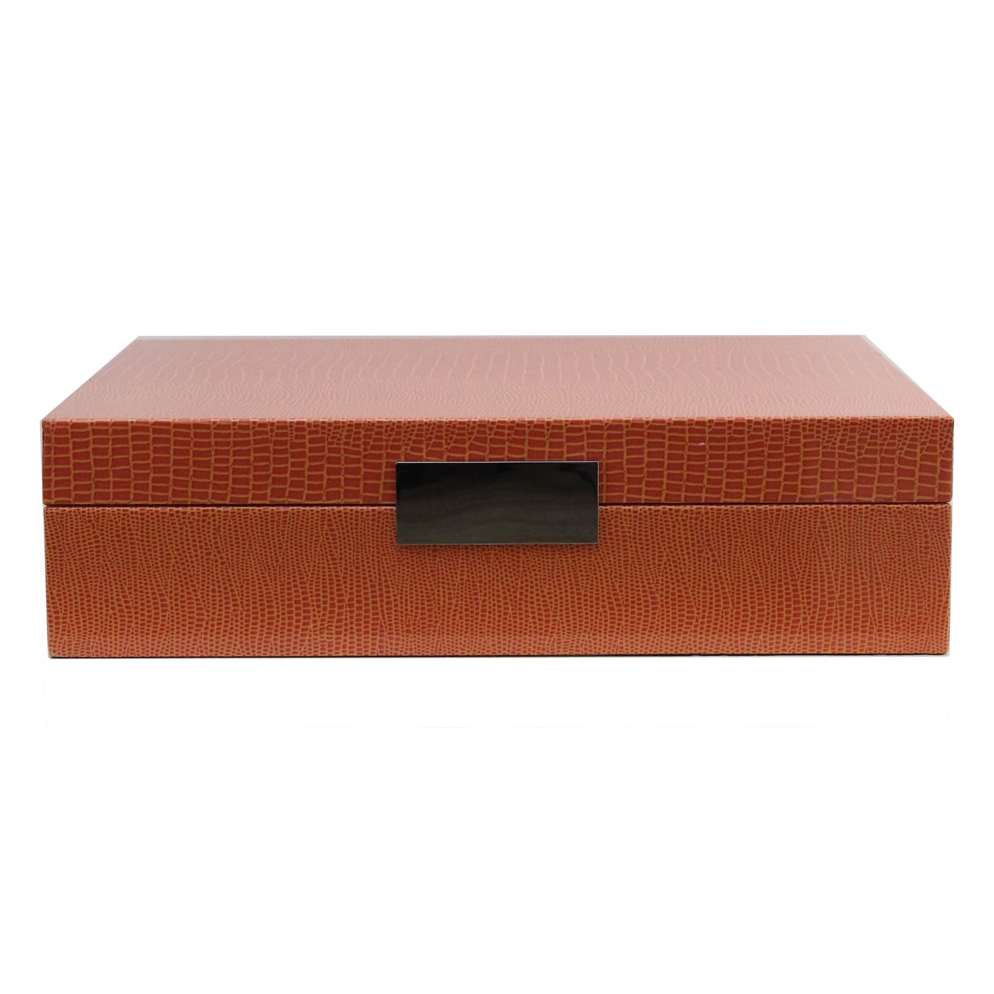Large Orange Croc Lacquer Box with Silver