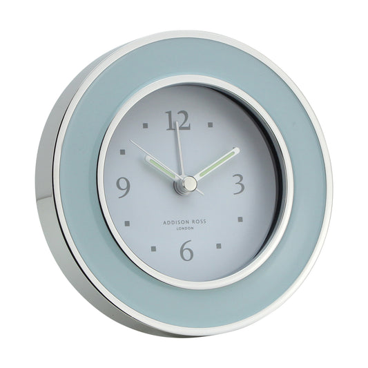 Light Blue & Silver Silent Alarm Clock