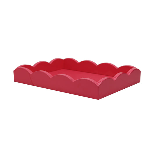 Watermelon Pink Small Lacquered Scalloped Tray