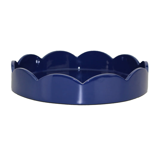 Navy Blue Small Scallop Round Tray
