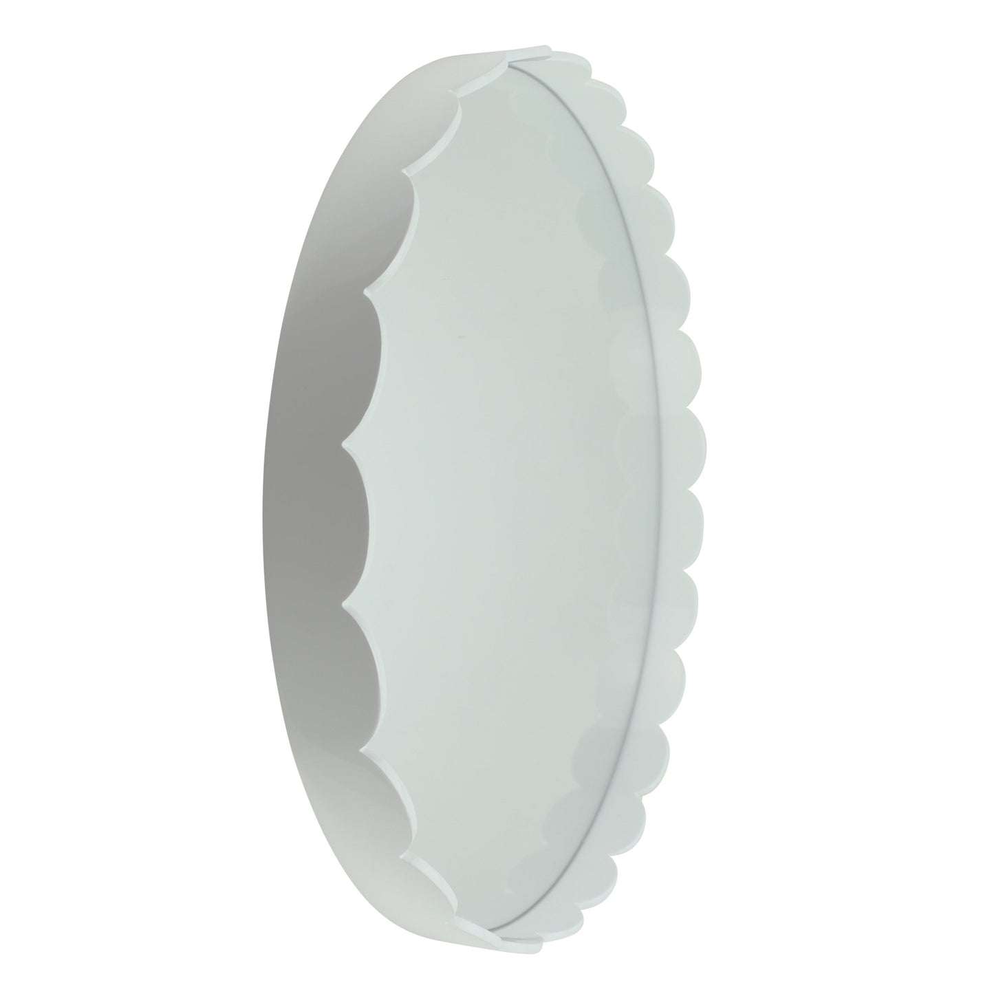 Witte grote geschulpte ronde spiegel