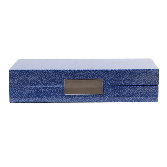 Caja Shagreen Azul Con Plata