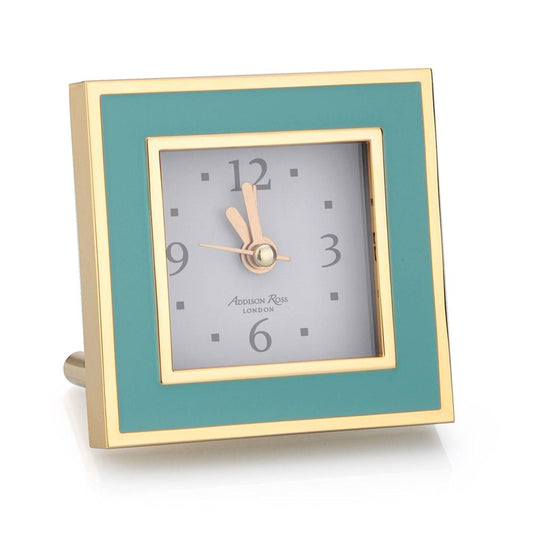 Turquoise & Gold Square Silent Alarm Clock