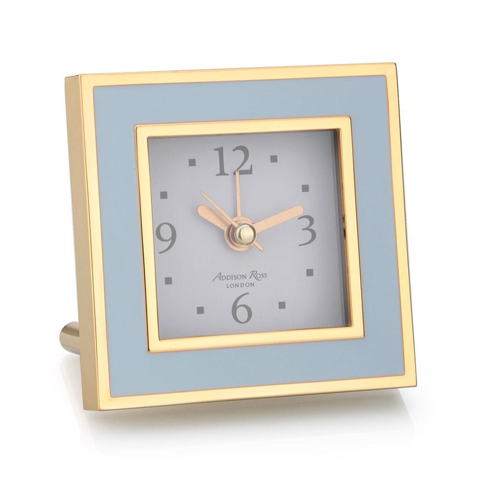 Powder Blue & Gold Square Silent Alarm Clock