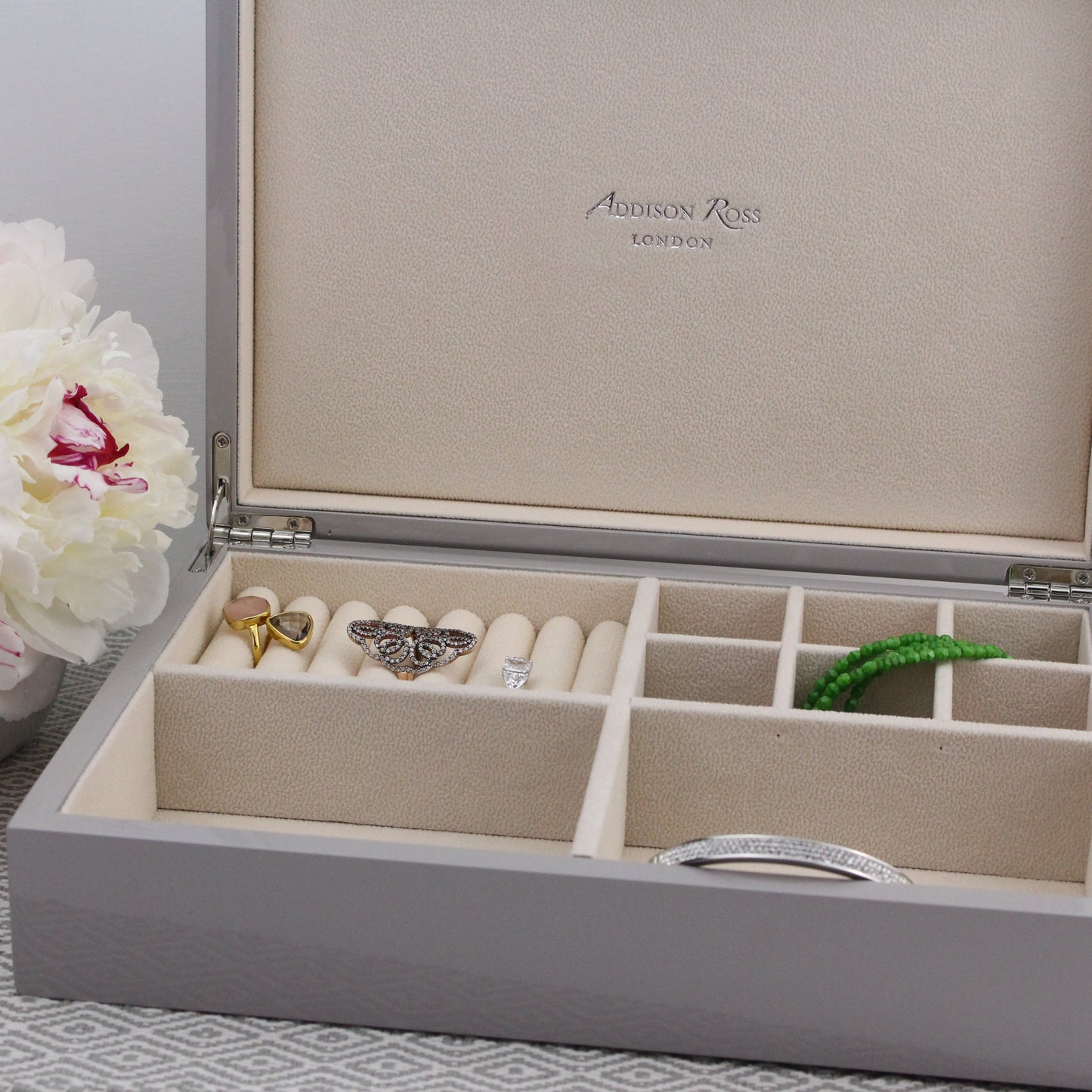 Large White Jewellery Box with Gold