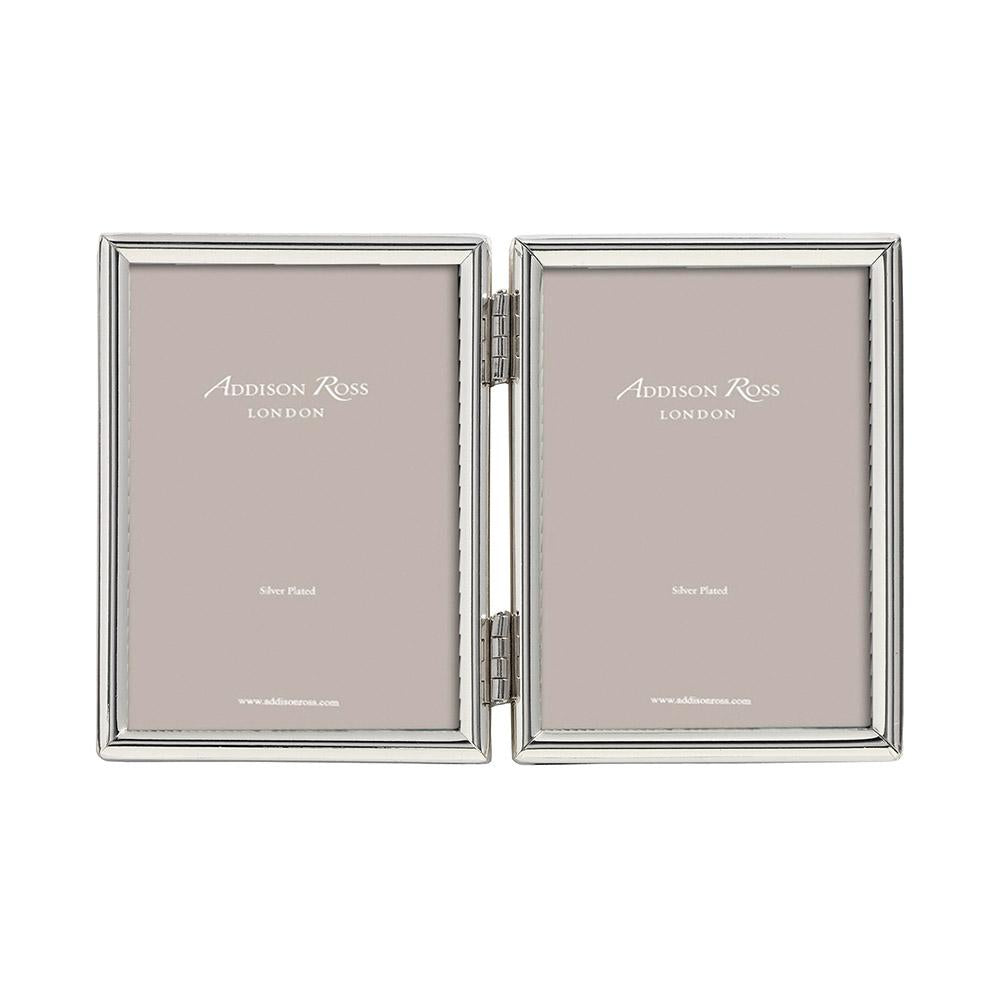 Fine Edged Silver Double Photo Frame - Silver Frames - Addison Ross