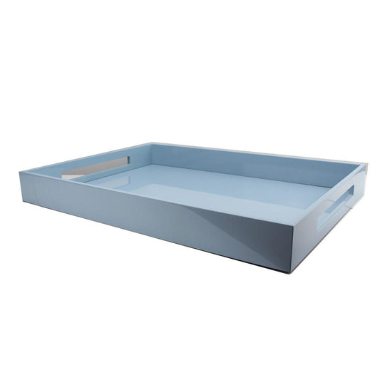 Pale Denim Blue Large Lacquered Ottoman Tray