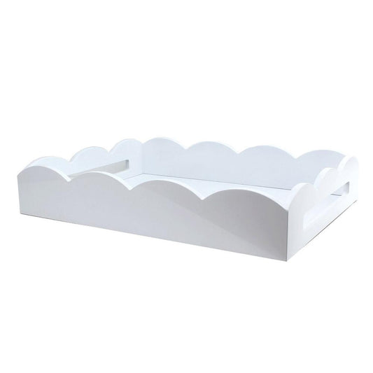 White Medium Lacquered Scallop Serving Tray
